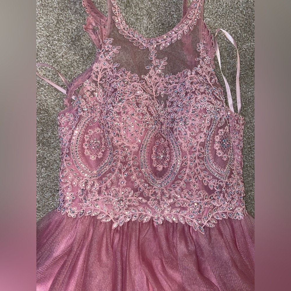 For You Dress, Rusty Pink, short dress embroidered floral top diamonds